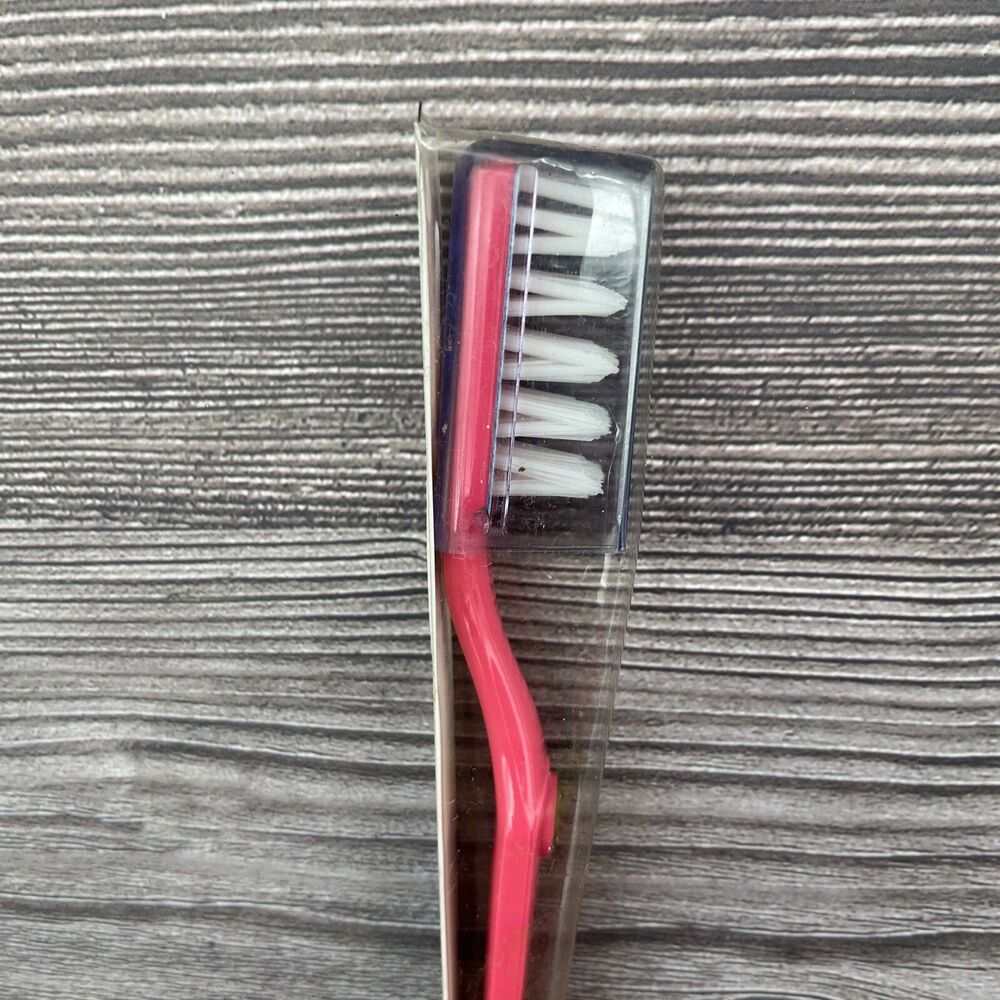 Jordan V Shape Bristles MEDIUM Pink Gold Button Toothbrush VTG NOS